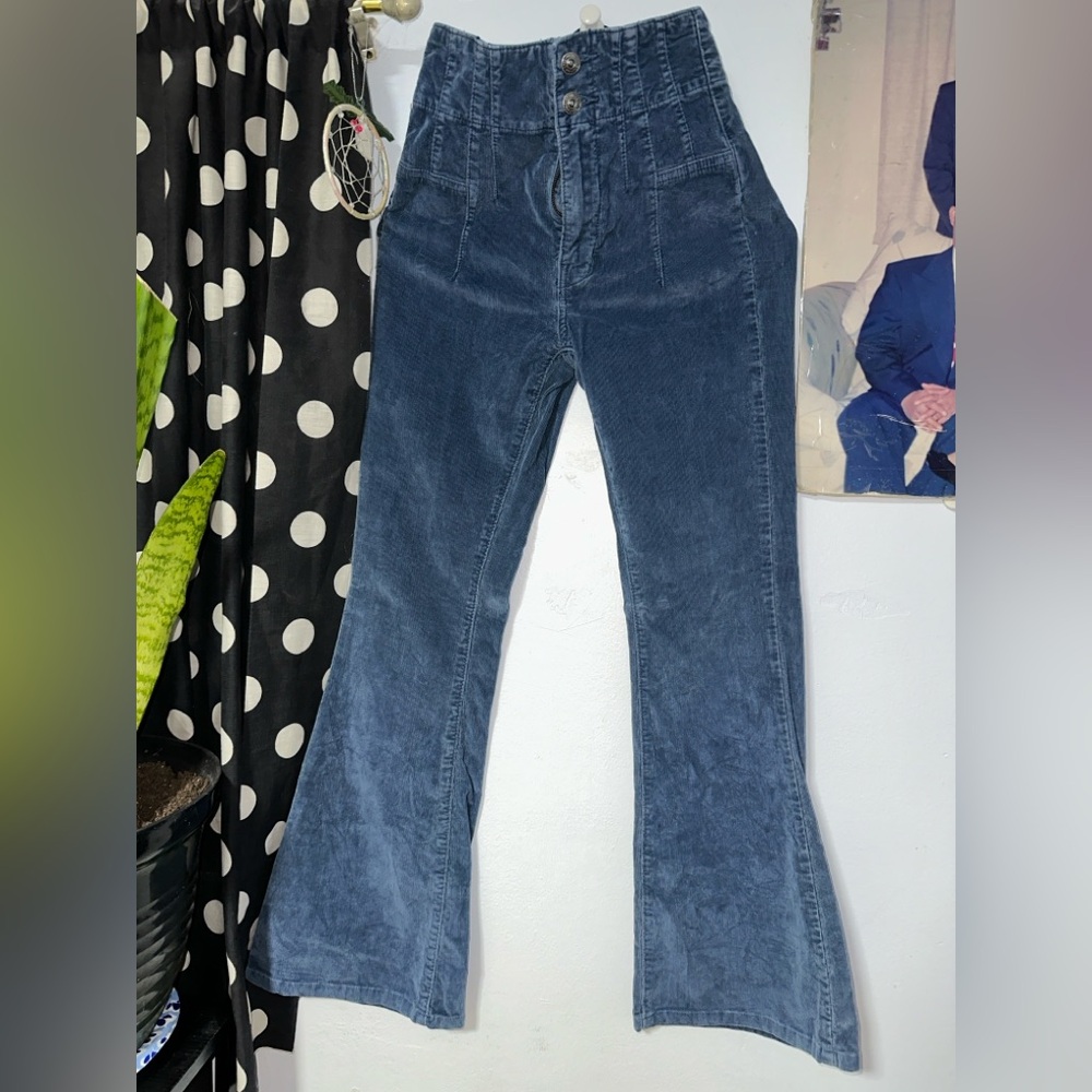 We The Free Dark Blue Corduroy Flare Jeans